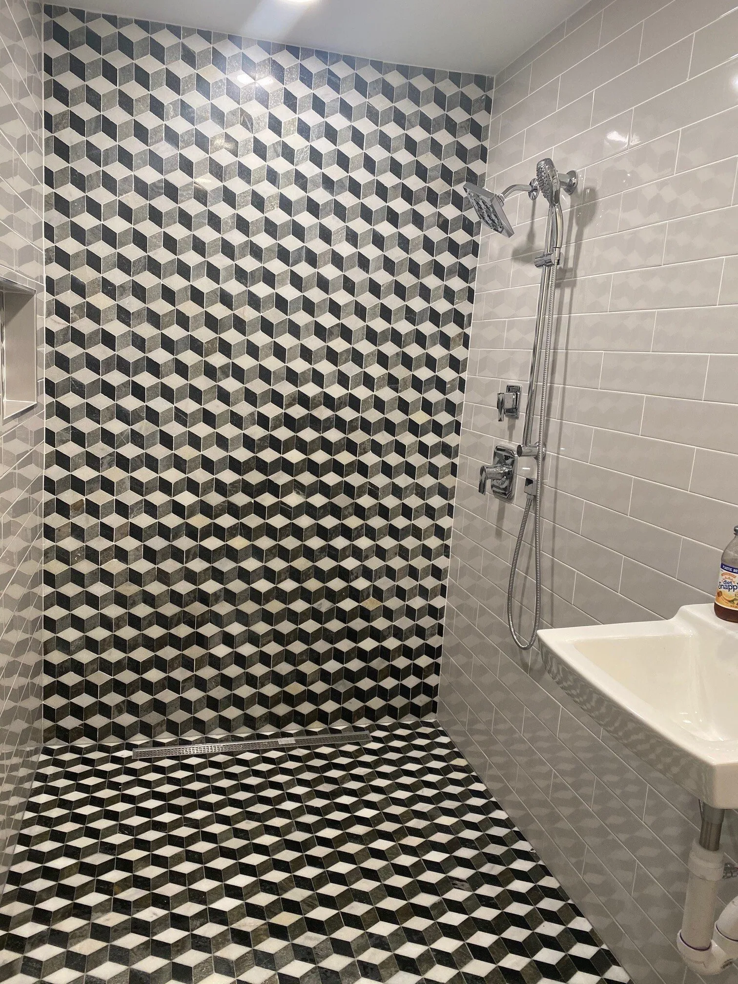Bathroom remodel with modern tile