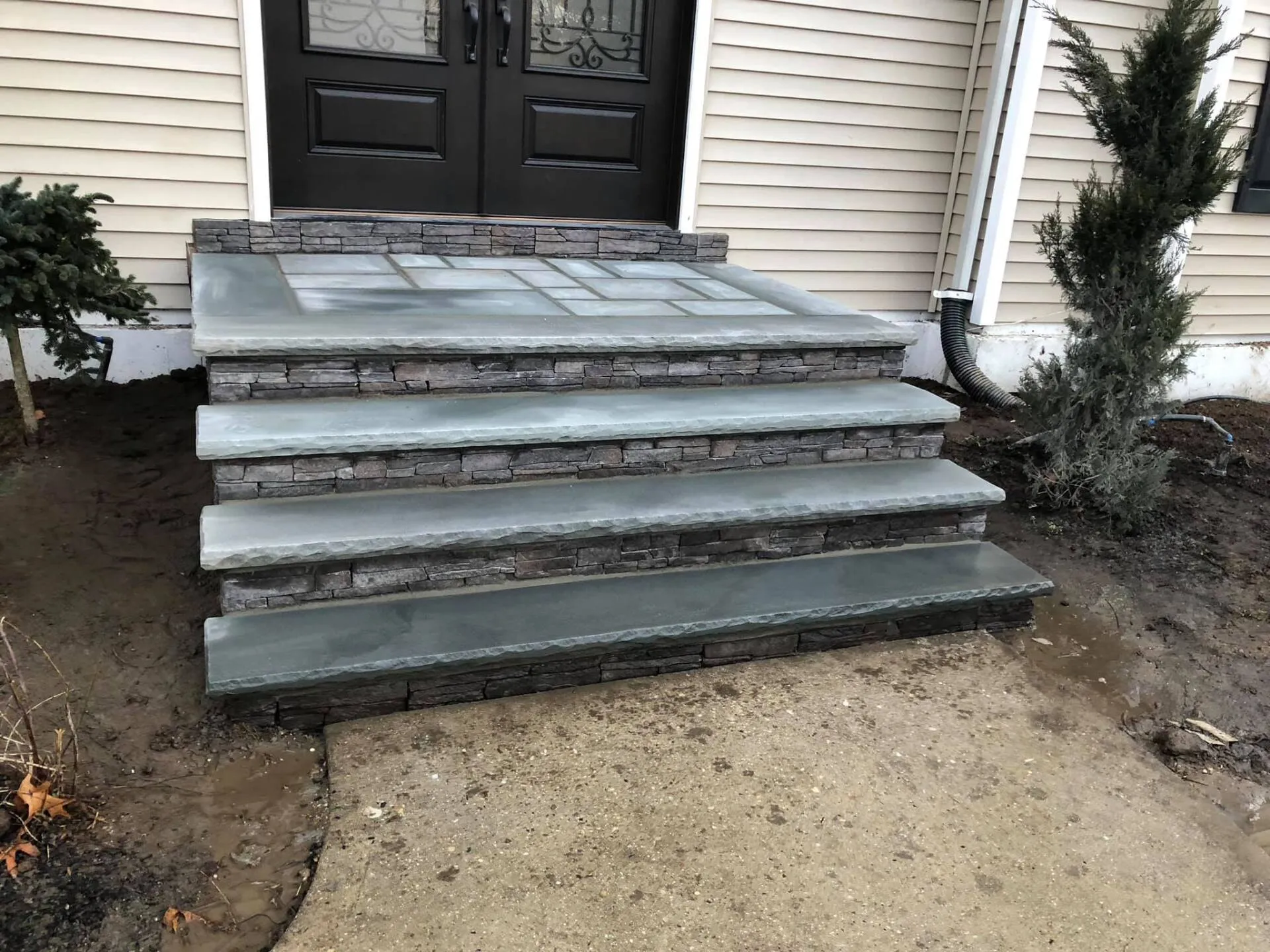 Custom stone patio construction